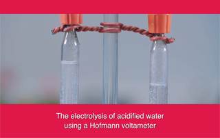 The electrolysis of acidified water using a Hofmann voltameter